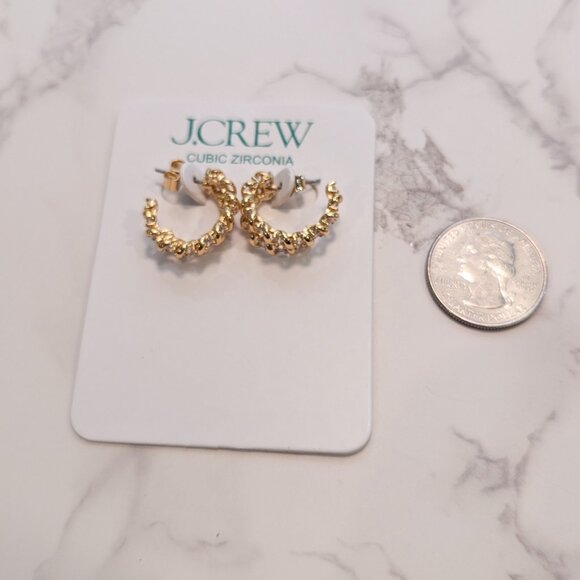 J.Crew Crystal and gold-tone Huggie Cubic Zirconia Earrings - Picture 4 of 5